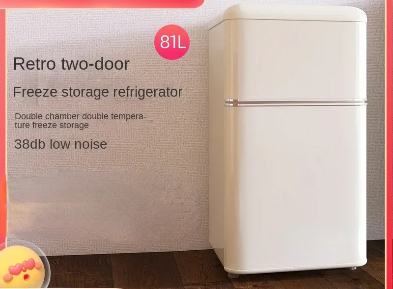 

good BCD-81JR Retro Mini Refrigerator With Two Doors Small Mini Refrigerator Office Apartment Freeze Storage Refrigerator