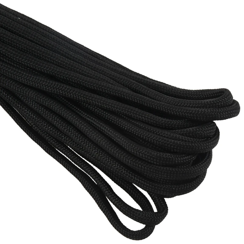 2x paracord 550 corda de pára-quedas 7 fio central para escalada acampamento fivela corda preta 50ft