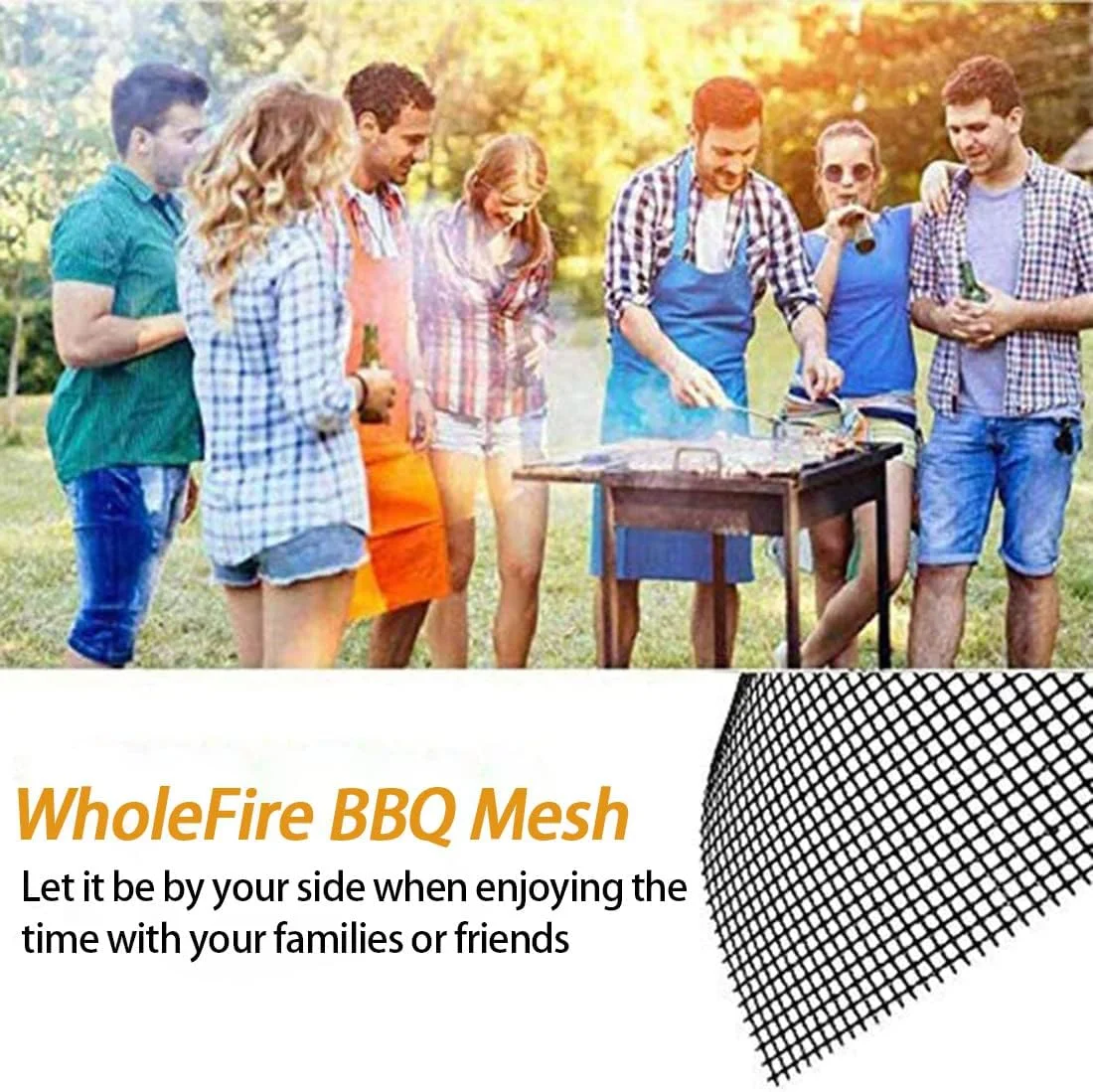 BBQ Grill Mesh Mat Set Non-Stick Reusable Grill Mats Baking Accessories for Grilling Meat Vegetables Cooking, Baking