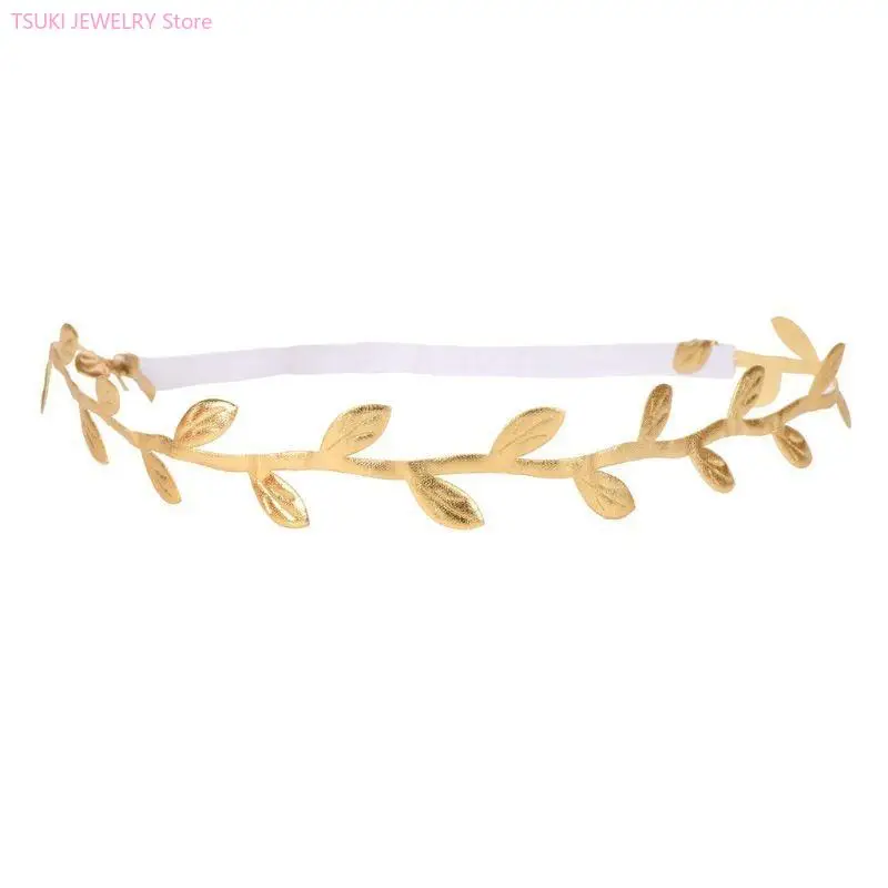 62KE Mom Baby Gold Hairband Branch Elastic Headband Photography Prop