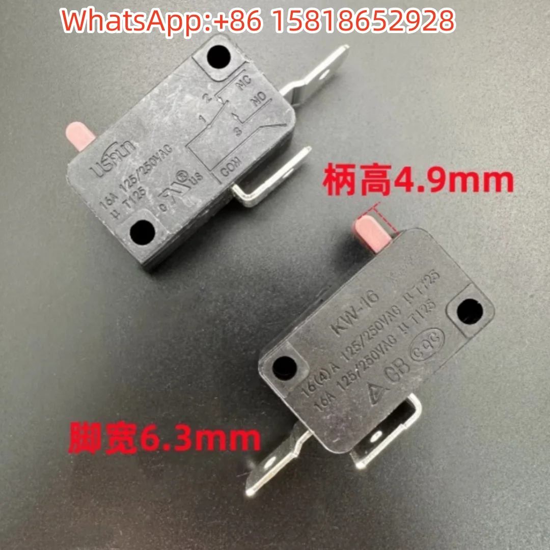 5pcs Ushun High Quality KW-16 Large Micro Switch 16A250VAC Stroke Limit Detection Reset 2 Pins Normally Open