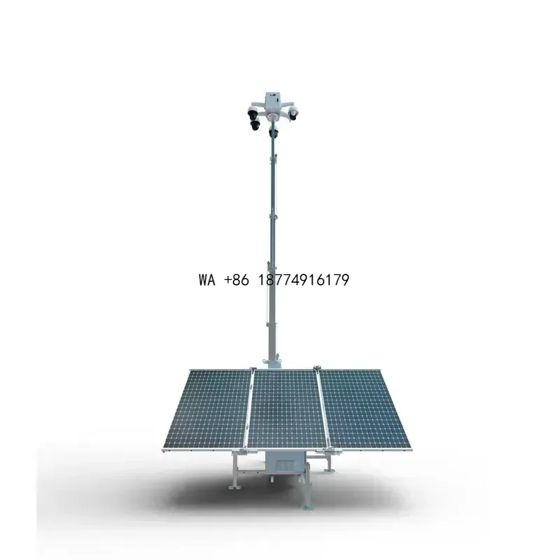 wmwmnu Net format solar monitoring trailer 9m telescopic mast 4G 5G monitoring box YAHAM YH-P4 IP66 waterproof forODM OEM