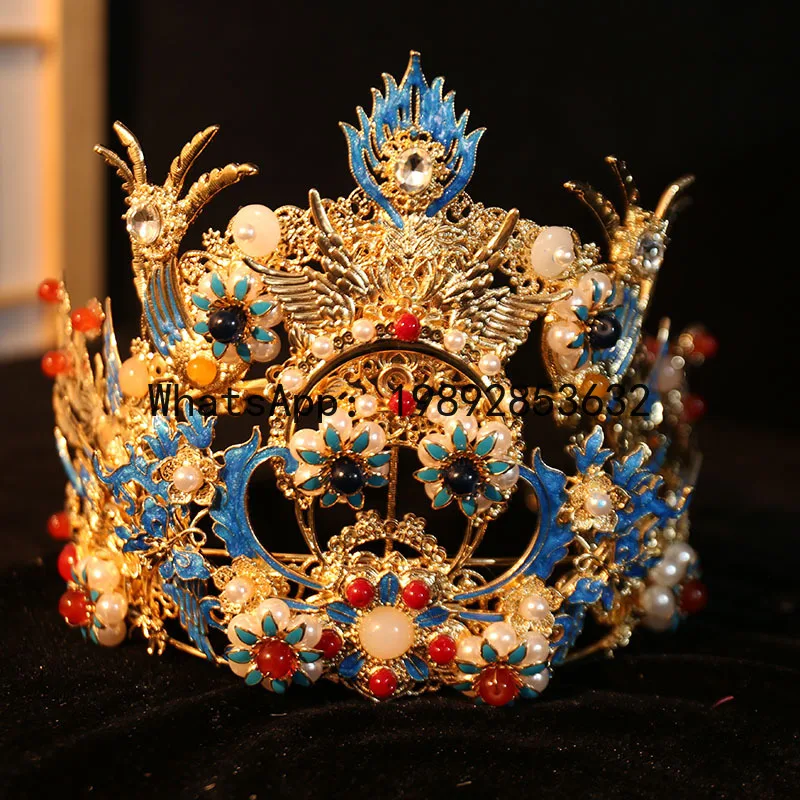 FS antique cloisonne hairpin hair crown super fairy antique Hanfu Phoenix headdress set