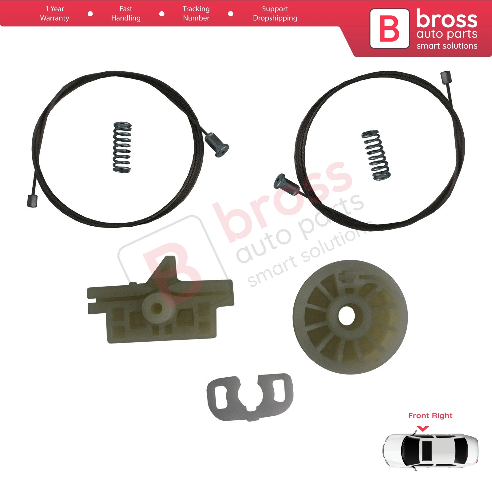 

BWR5314 Electric Window Regulator Repair Kit Front Right for Fiat Abarth Punto Grande Evo MK3 199 2005-2024 3/5-Door 51723315