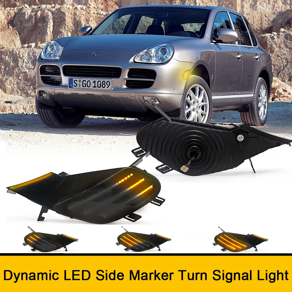 

2x LED Flashing Front Bumper Side Marker Lights For Porsche Cayenne 955 2003-2006 Blinker Repeat Indicator Turn Signal Lamp