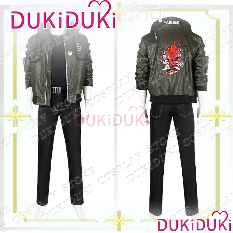 

Punk 2077 Man V Cosplay Costume Faux Leather Coat Shirt Pants Outfit Full Set Custom Size Halloween Costume Men V Suit Role Play