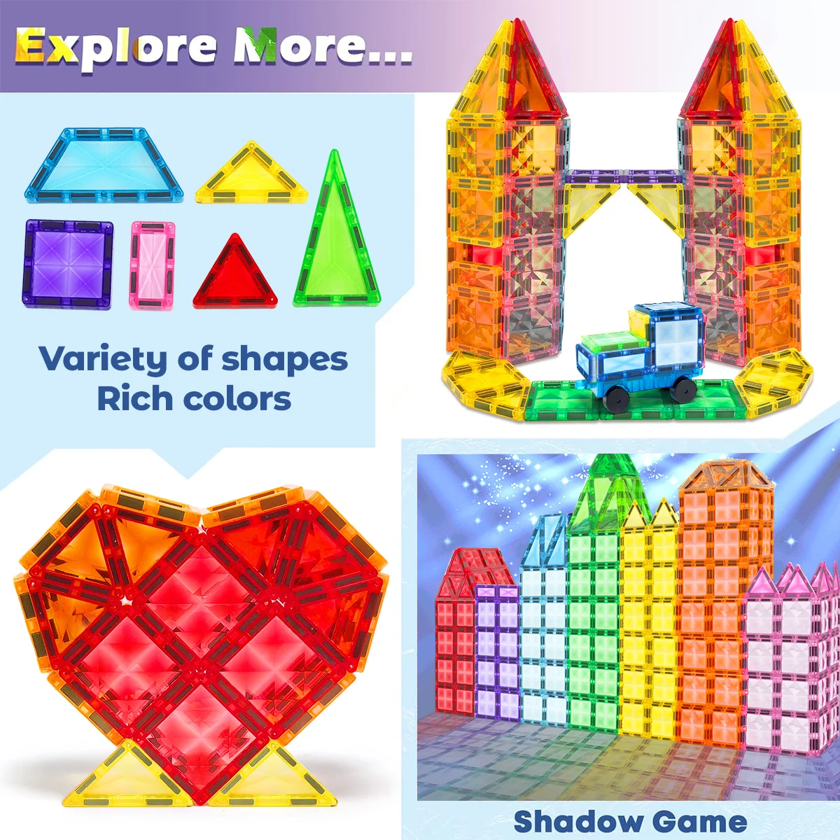 Juego de construcción de bloques de construcción magnéticos, juguetes 3D para niños de más de 3 años, juguetes educativos de bloques de construcción de vástago Montessori con ruedas