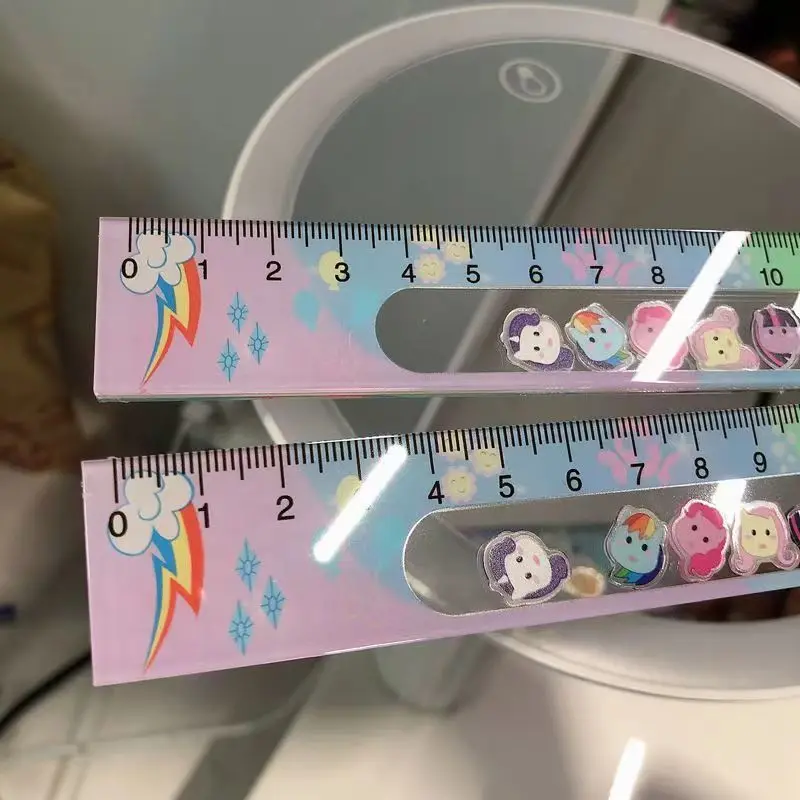 Kawaii My Little Pony Ruler Anime Cartoon Student Straight Ruler 15cm High Value Drawing Acrylic Shake Ruler School Supplies