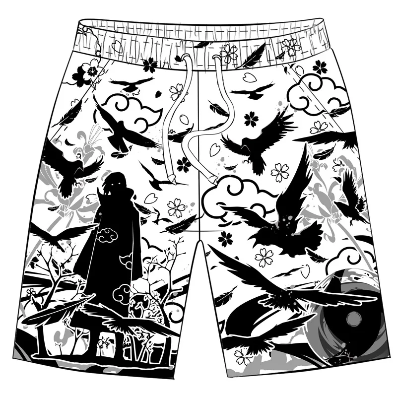 New Summer Loose Cartoon anime Print Basketball Leisure style Short Classic Gym Shorts Men\'s Gym Basketball Sports Beach Shorts