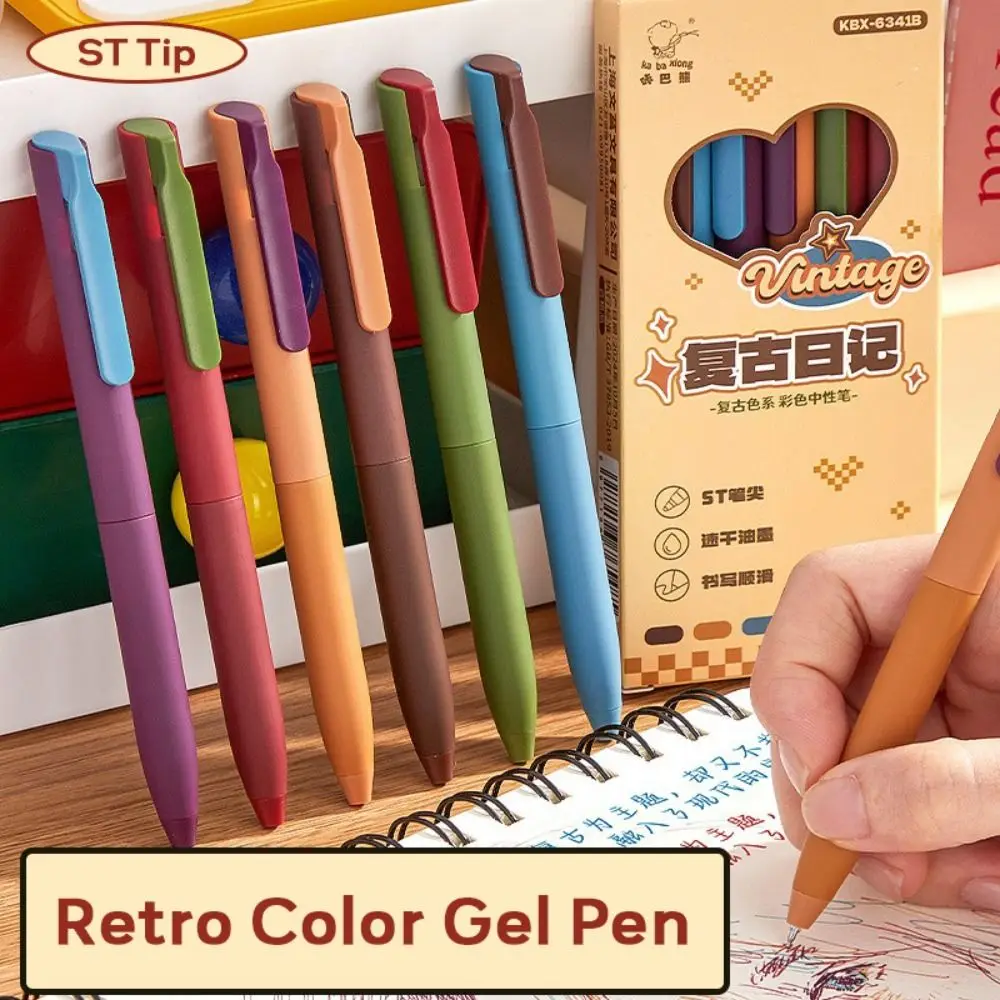 

6PCS/Set Quick-Dry 0.5mm Color Ink Colored Gel Pen Fine Point Smooth Writing Neutral Pen Press Type Ball-point Pen School&Office