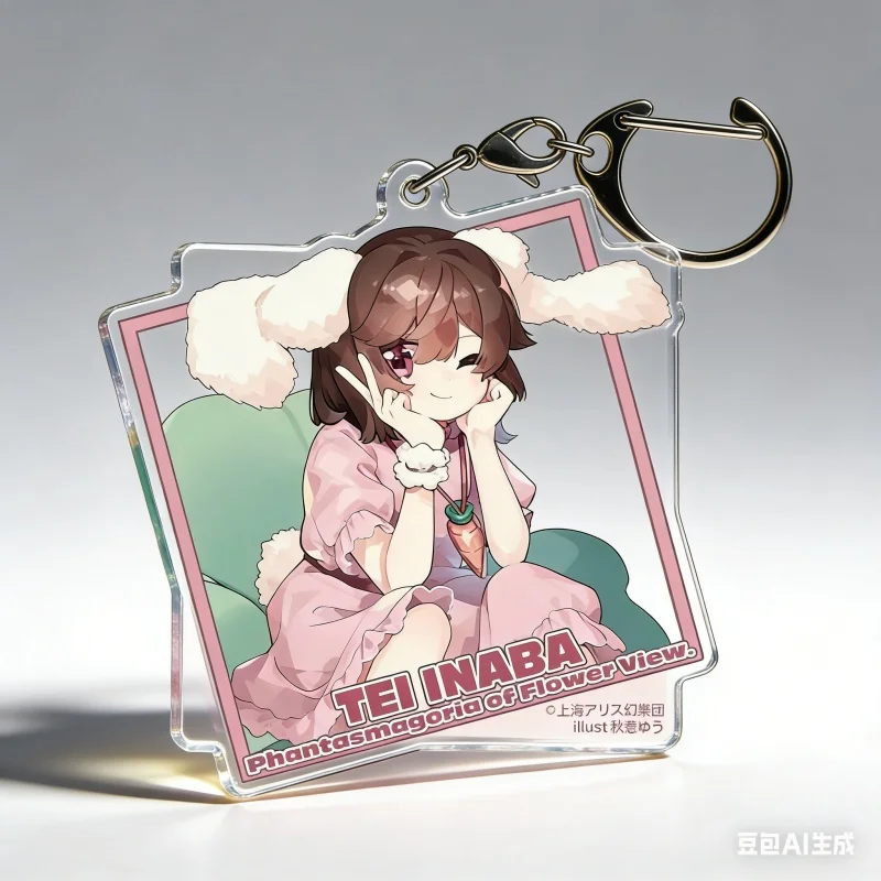 GAME Touhou Project Anime Tewi Inaba/Yuuka Kazami/Youmu Konpaku Collecting 6CM Acrylic Keychain Schoolbag Pendant Gifts Jewelry