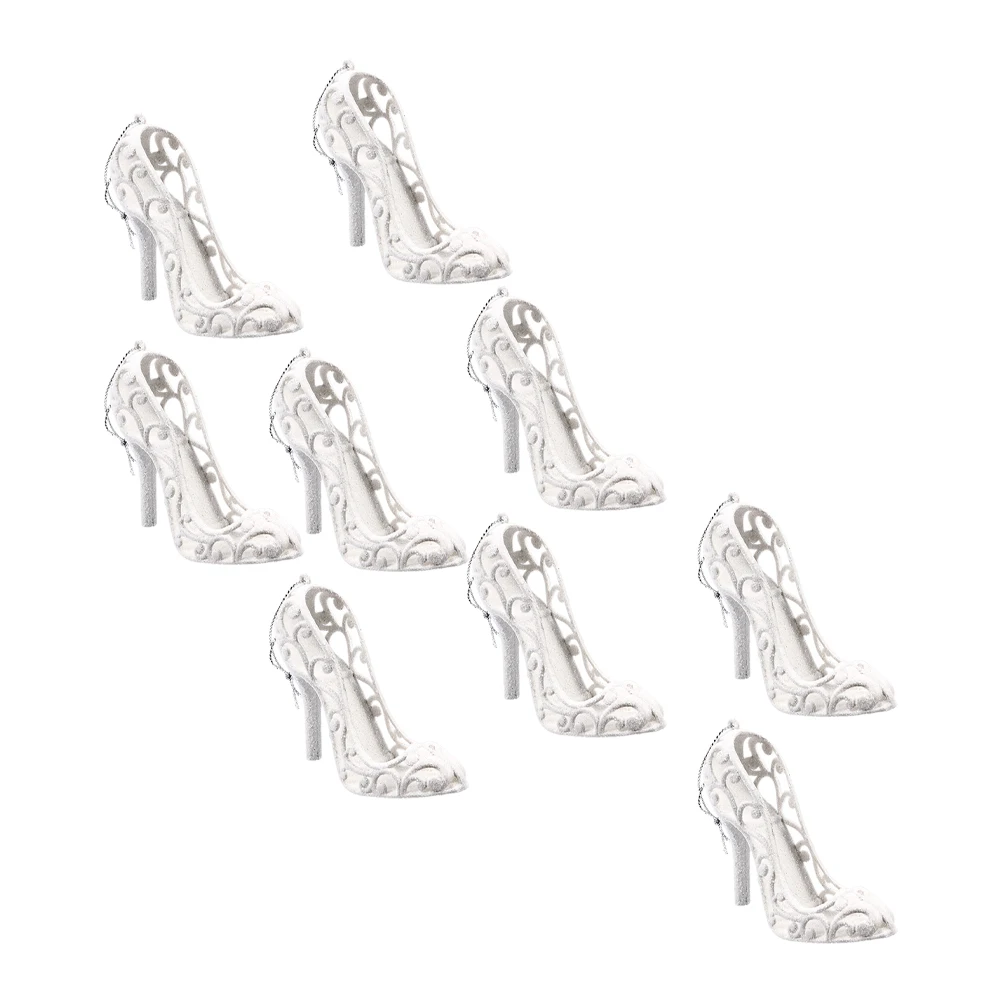 

9 Pcs High Heels Pendant Silver Mini Shoes Hanging Ornaments Christmas Decor Small Charms Festival Tree Adornments Practical