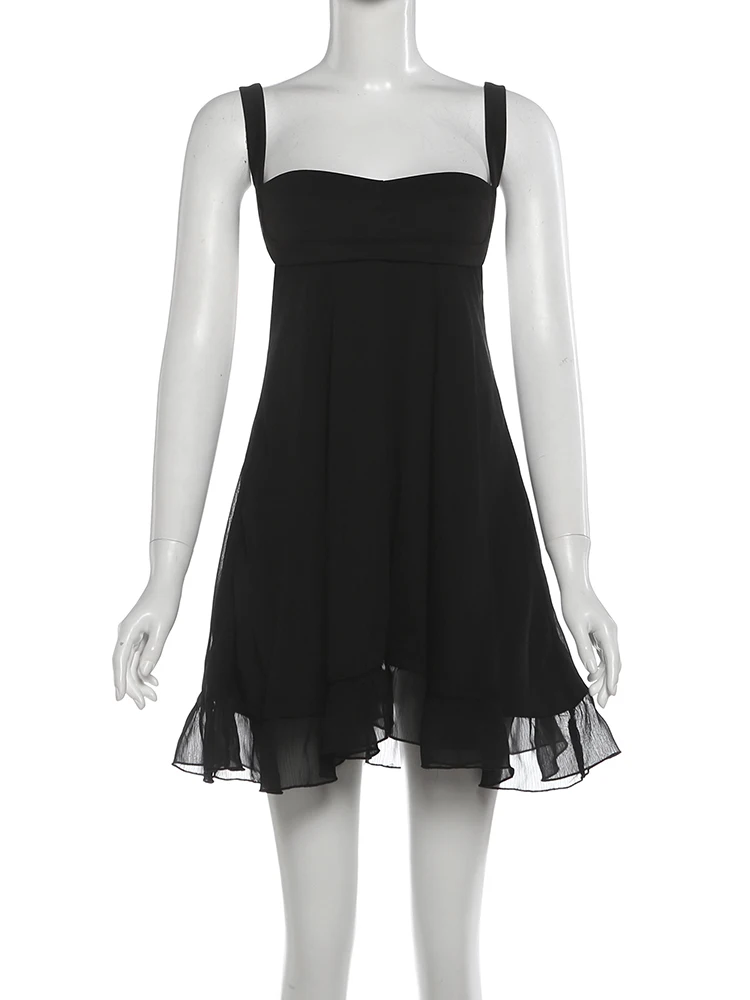 Weird Puss-minivestido de fiesta acampanado para mujer, minivestido de malla lisa de retales con una hilera de botones y espalda descubierta, vestido elástico ajustado Sexy de calle