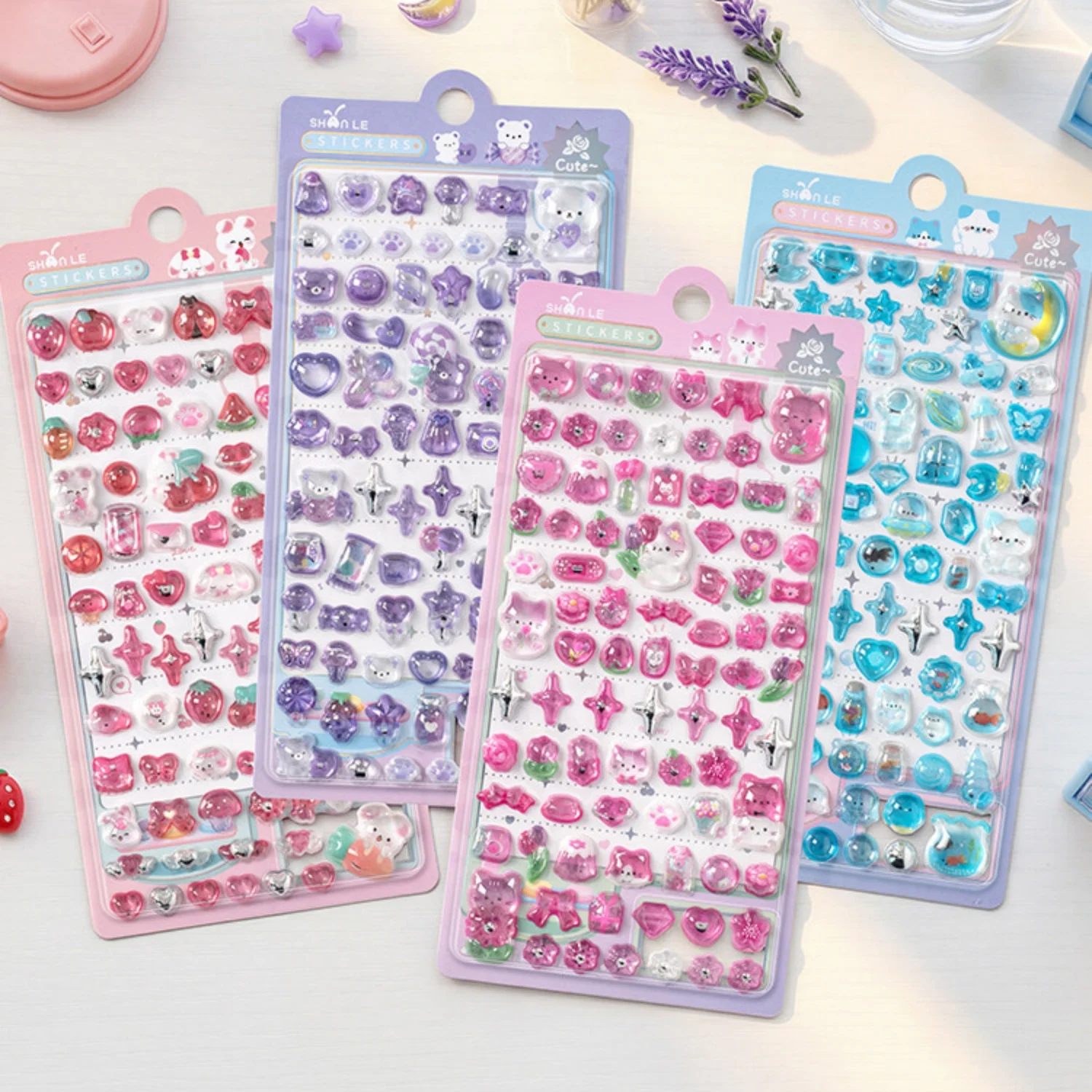 Various Little Icons Stars Bow Animals Drop 3D Relief Stickers Journaling DIY Diary Stationery Sticker Decor School Supplies