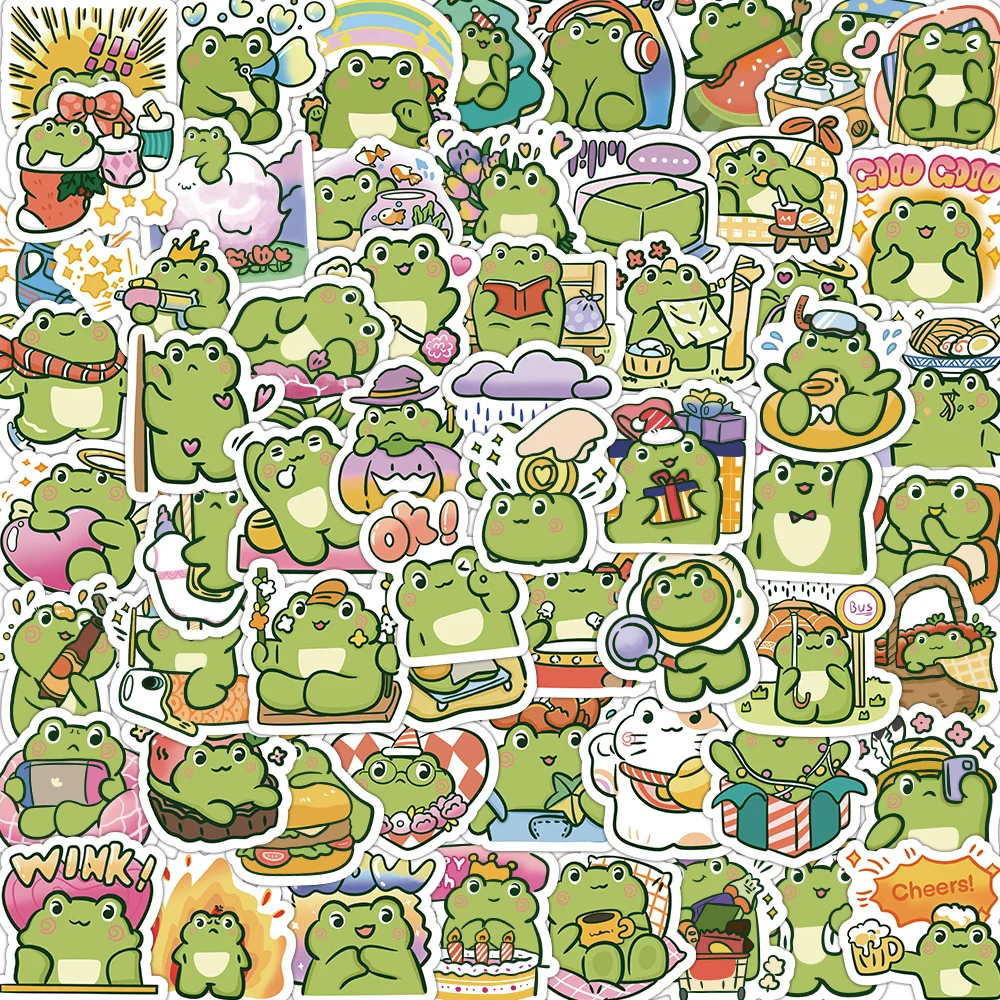 10/30/50PCS Cartoon Staring Frog Sticker Graffiti iPad Mobile Phone Helmet Car  Guitar DIY Wall Sticker Toy Decoration Wholesale