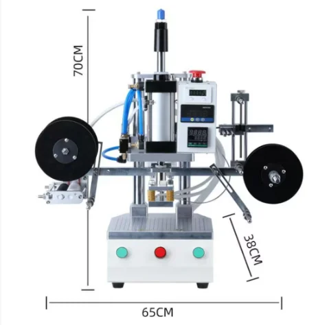 Hot Stamping Trademark Pattern logo Embossing Pneumatic Hot Foil Stamping Transfer Heating Bottle Shrink Sleeve Labeling Machine