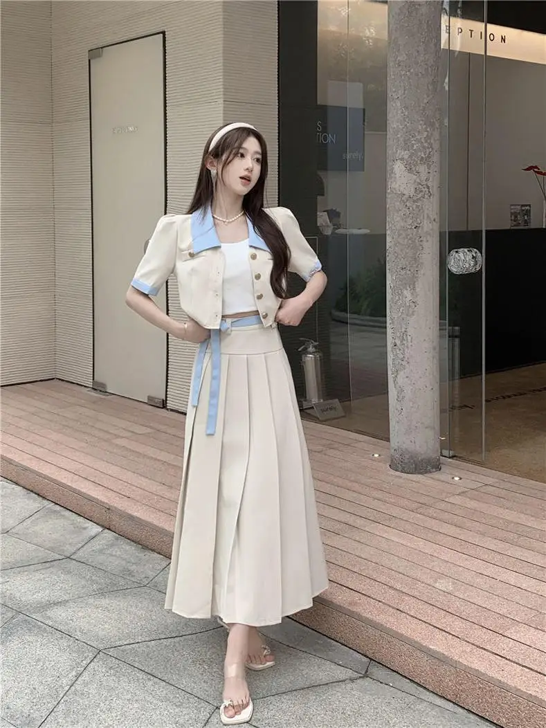 

plus Size Faionable Women's Set Summer New Sle Slimming Skirt Cover up f Body Two Piece Set ort Sve Button Closure