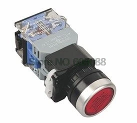 La38-11D AC 220V LED 표시기 램프, Dpst 순간 22mm 패널 컷 직경 푸시 단추 스위치, 380V 10A