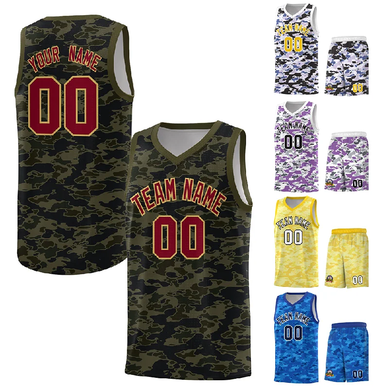 

Custom Basketball Jerseys Sets Uniforms Tracksuits Breathable Sportswear Bulk Order Custom Camo Design Basketball Team