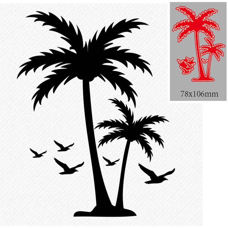 Metal Cutting Dies coconut tree bird Decoration Scrapbook Paper Craft Knife Mould Blade Punch Stencils