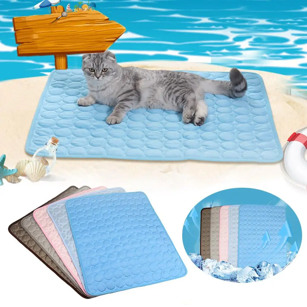

1PCS Pet Cooling Mat Dog Cat Sleeping Pad Cool Ice Cushion Silk Bed Summer Mattress Small Cold Animal Moisture-proof G2C0