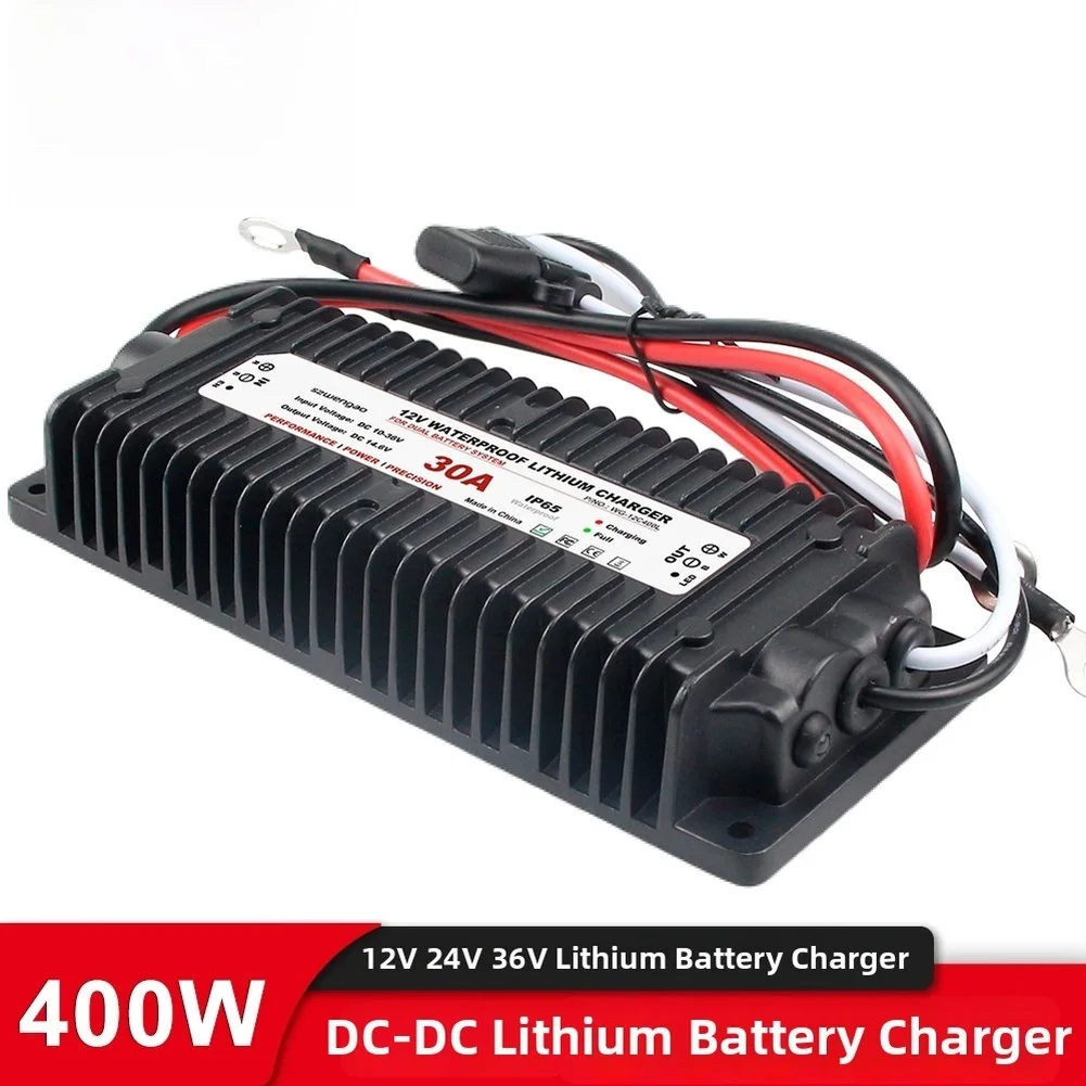 10V-36V To 14.6V 30A Converter IP65 Waterproof Lithium Battery Recharger 12V DC-DC Multi-stage Charging And Automatic Stop
