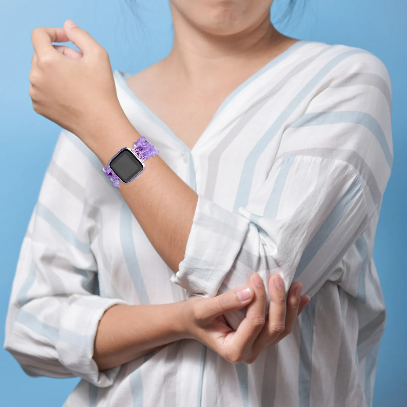 1-個軽量アメジスト時計ストラップ繊細で快適な交換用バンド女性用耐久性のあるシックな時計バンド