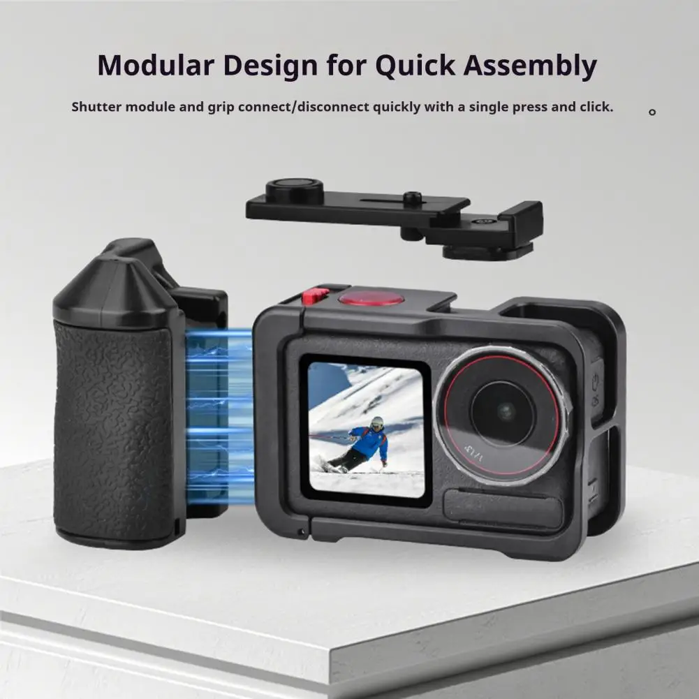 Magnetic Camera Mount Adapter with Dual Claw Lock Quick Release Vlog Handle Frame Adjustable Shutter Control Ergonomic Non-Slip