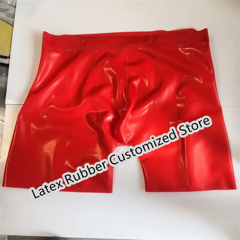 

Latex Panties Red Rubber Tight Shorts Fetish Men Underwear Boxer Custom Made (No Zip)