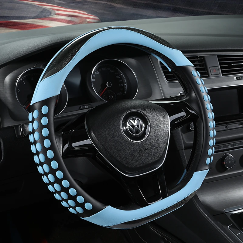 D Shape Car Steering Wheel Cover For VW Jetta 6 2017-2019 Golf 7 Scirocco Bettle 2012-2019 Tiguan 2019 2020 Auto Accesorioss