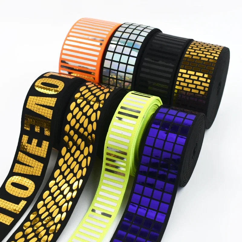 

2Yards Sequins Elastic Bands 15-50mm Shoulder Strap Extension Elasticity Rubber Band Sports Apparel Spring Belt Sewing Supplies