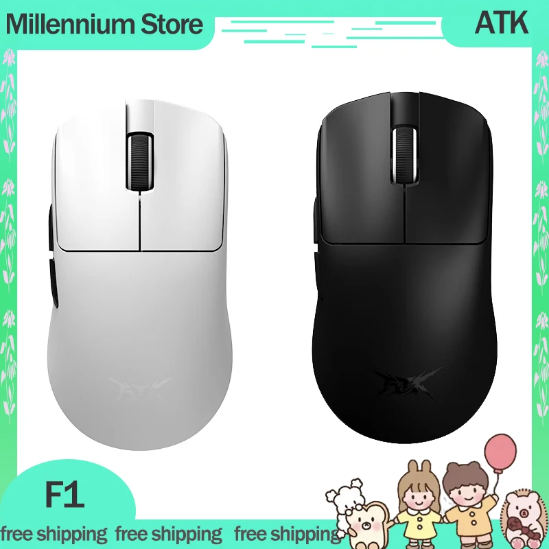 Atk F1 Pro Max Mouse F1 Ultimate Wireless Bluetooth Mouse Paw3950/Ultra 8K Lightweight 2 Mode Mouse Fps Office Gaming Mouse Gift