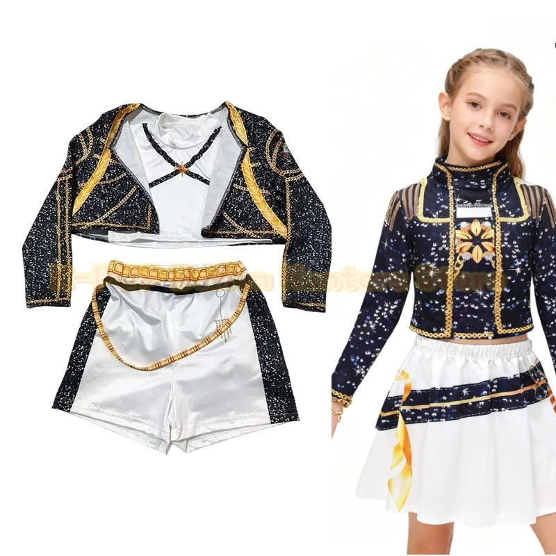 

3 шт. Kpop костюм охотника на демонов Руми певица танцевальное платье 3D принт для девочек Хэллоуин Рождественские костюмы косплей необычные сценические наряды