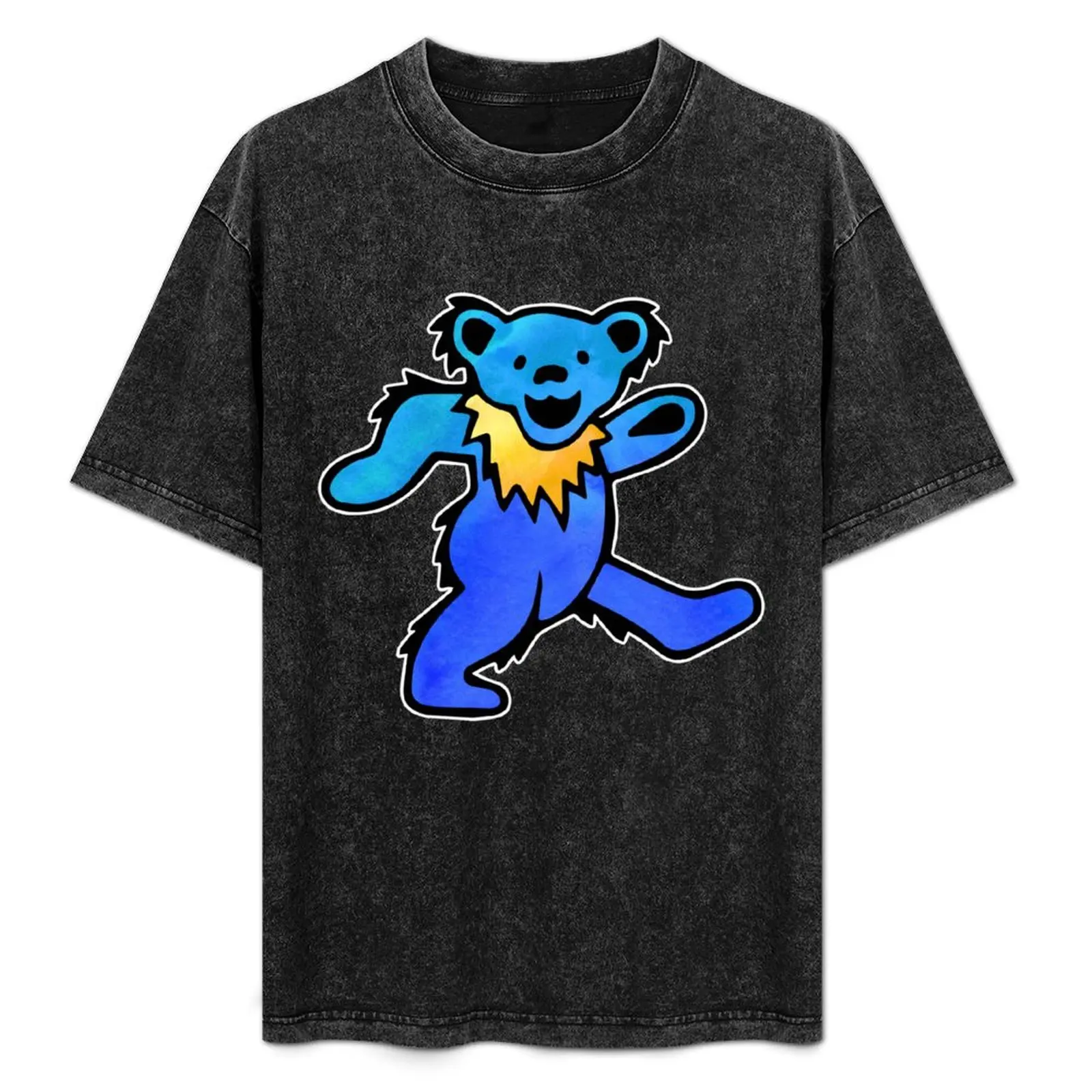 Camiseta azul Grateful Dancing Hippie Classic Rock Dead Bear, camiseta informal navideña de manga corta
