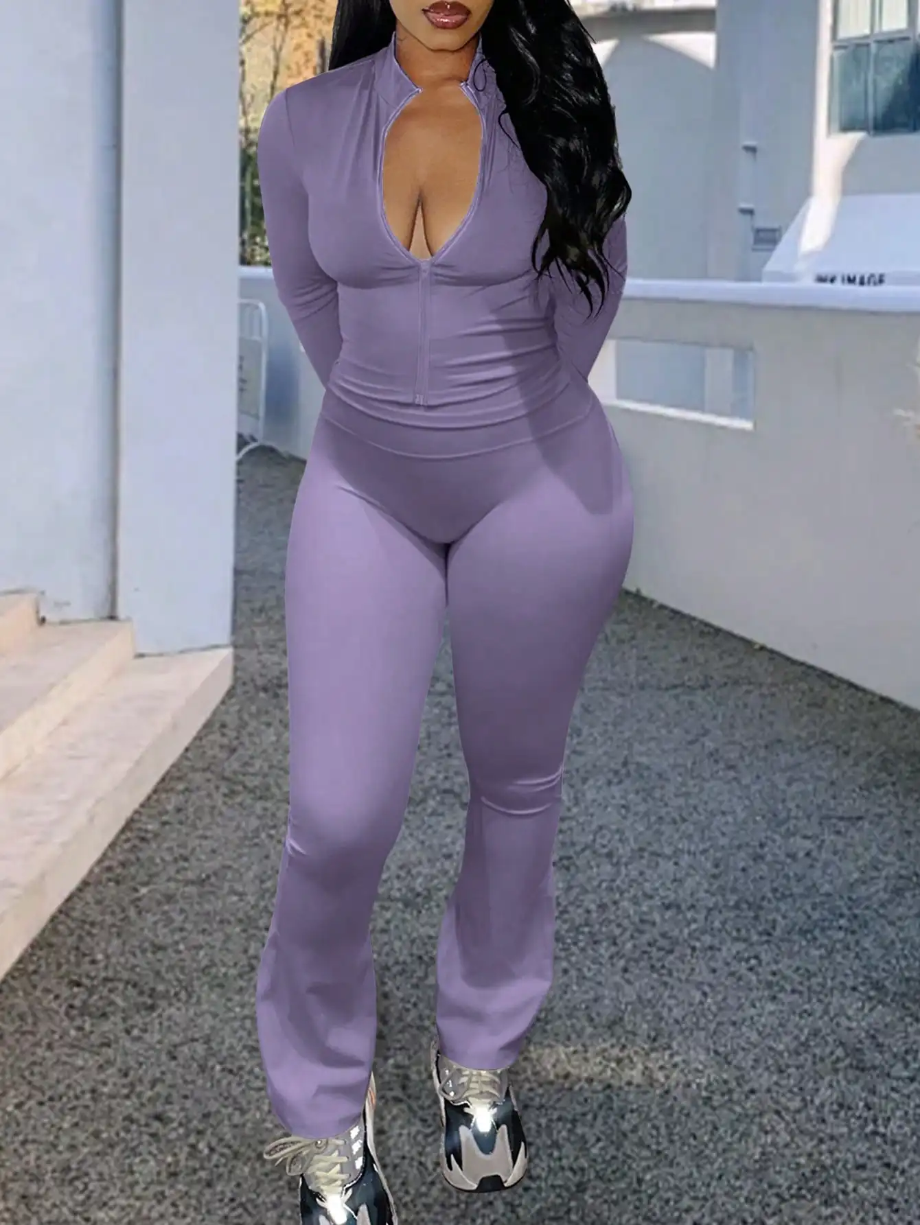 3Pcs Women's Solid Knit Sport Set  Long Sleeve Top Short Coat Cami  Flare Leggings for Sports/Travel