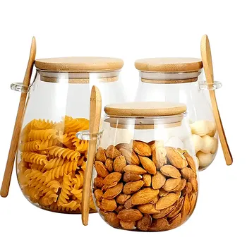 34oz sealed glass jar with spoon and lid Clear Spice jar Small food storage container…
