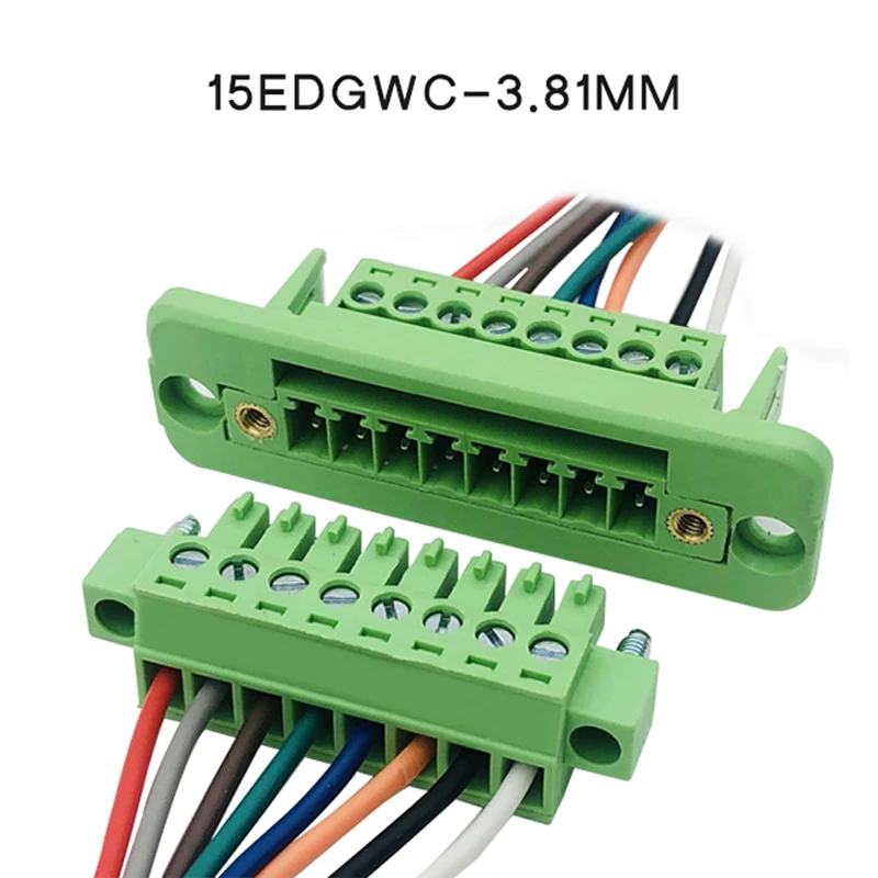 1set 3.81mm Pitch Through‑Wall Terminal Block Solder‑free Plug‑in Connector 2‑9Pin Flange Panel Mount