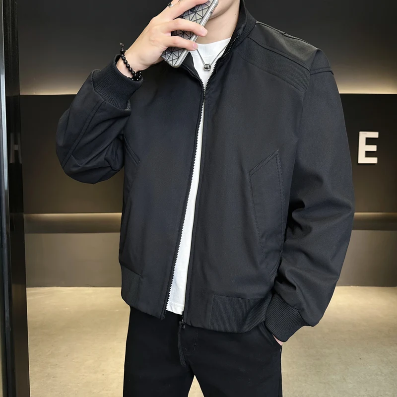 

Новые мужские демисезонные куртки с воротником-стойкой: повседневные, ветрозащитные, для активного отдыха, модные, высококачественные, на молнии