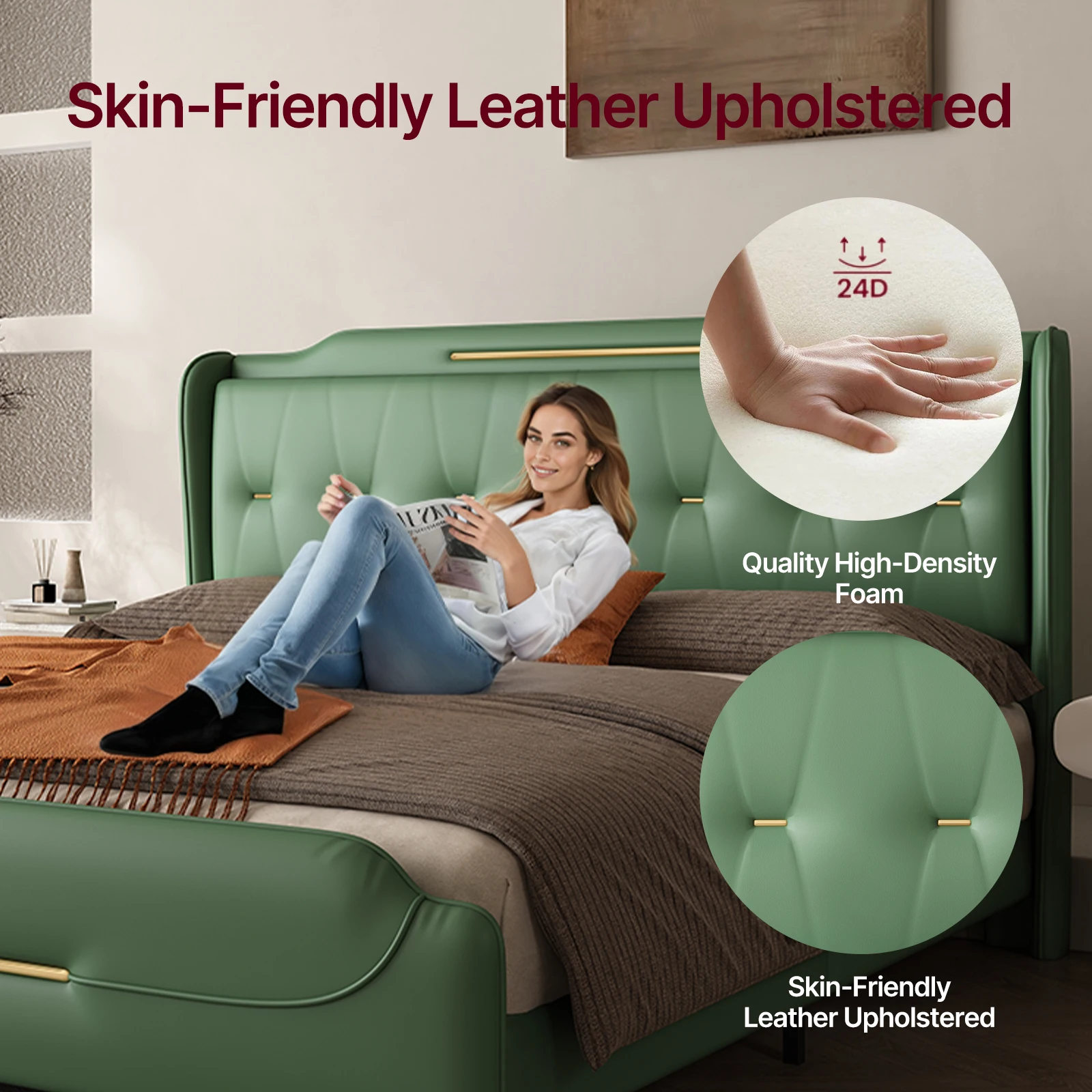 Queen Gold Accent Bed 5