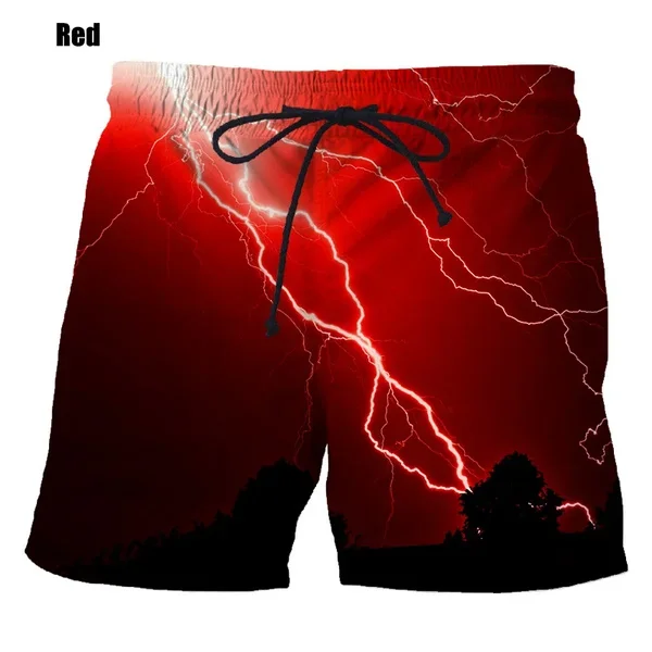 New Fashion Men's 3D Lightning Print Shorts Hip Hop Streetwear Casual Personality Style Beach Shorts