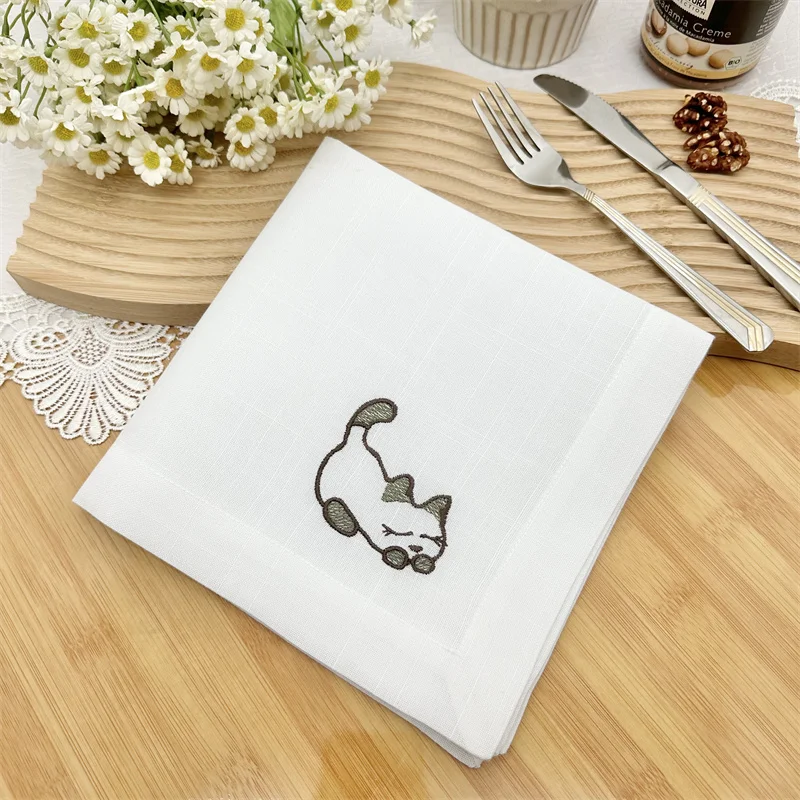 Embroidery Table Napkin 40cm Square Morden Design Napkins Dinner Towel for Home Party Wedding Holidays