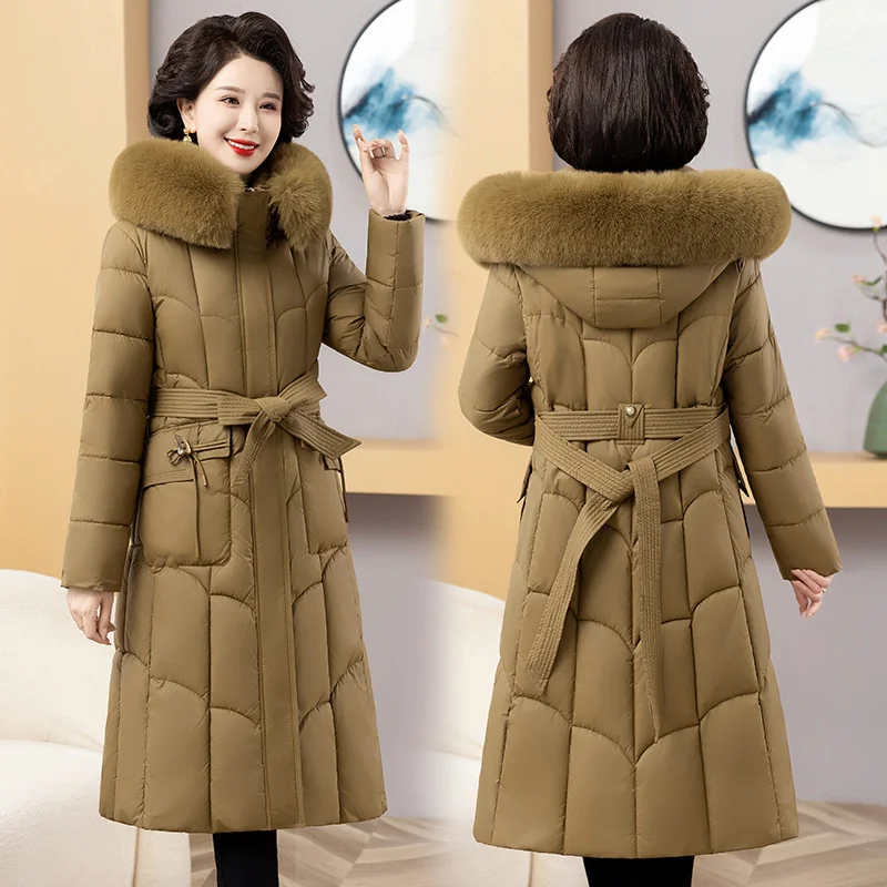 2024 New Korean Down Cotton Coat Women Long Winter Puffer Parkas Thicke Warm Hooded Cotton-Padded Jacket High-Quality Overcoat