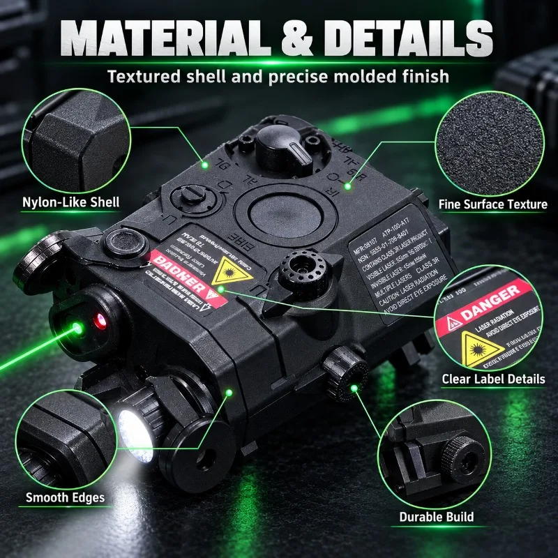 Green Infrared Light PEQ15 Nylon Model Battery Box Hobby Decor Ornament