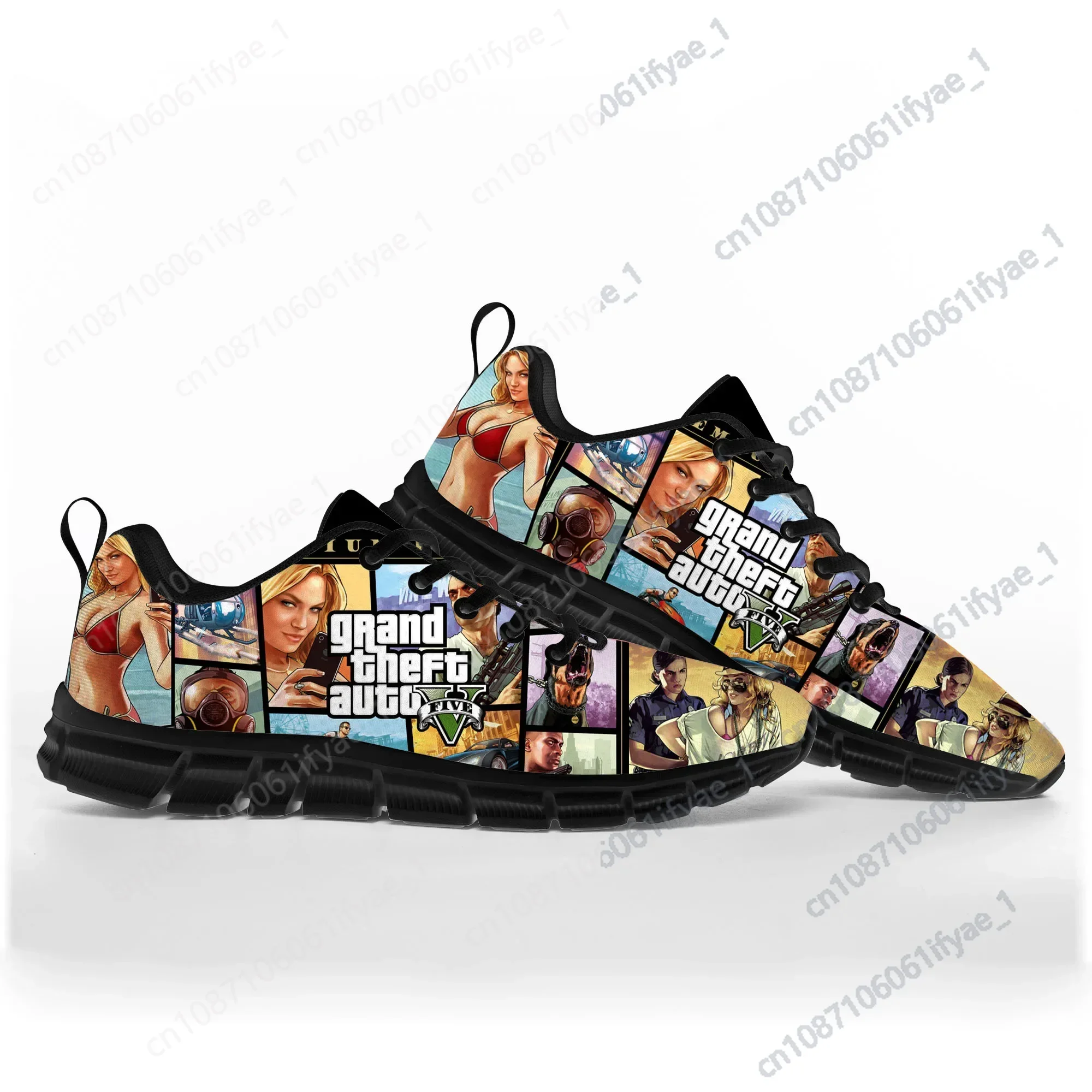 

Anime Cartoon Grand Theft Auto GTA V 5 Sports Shoes Mens Womens Teenager Kid Children Sneakers Casual Custom Quality Couple Shoe