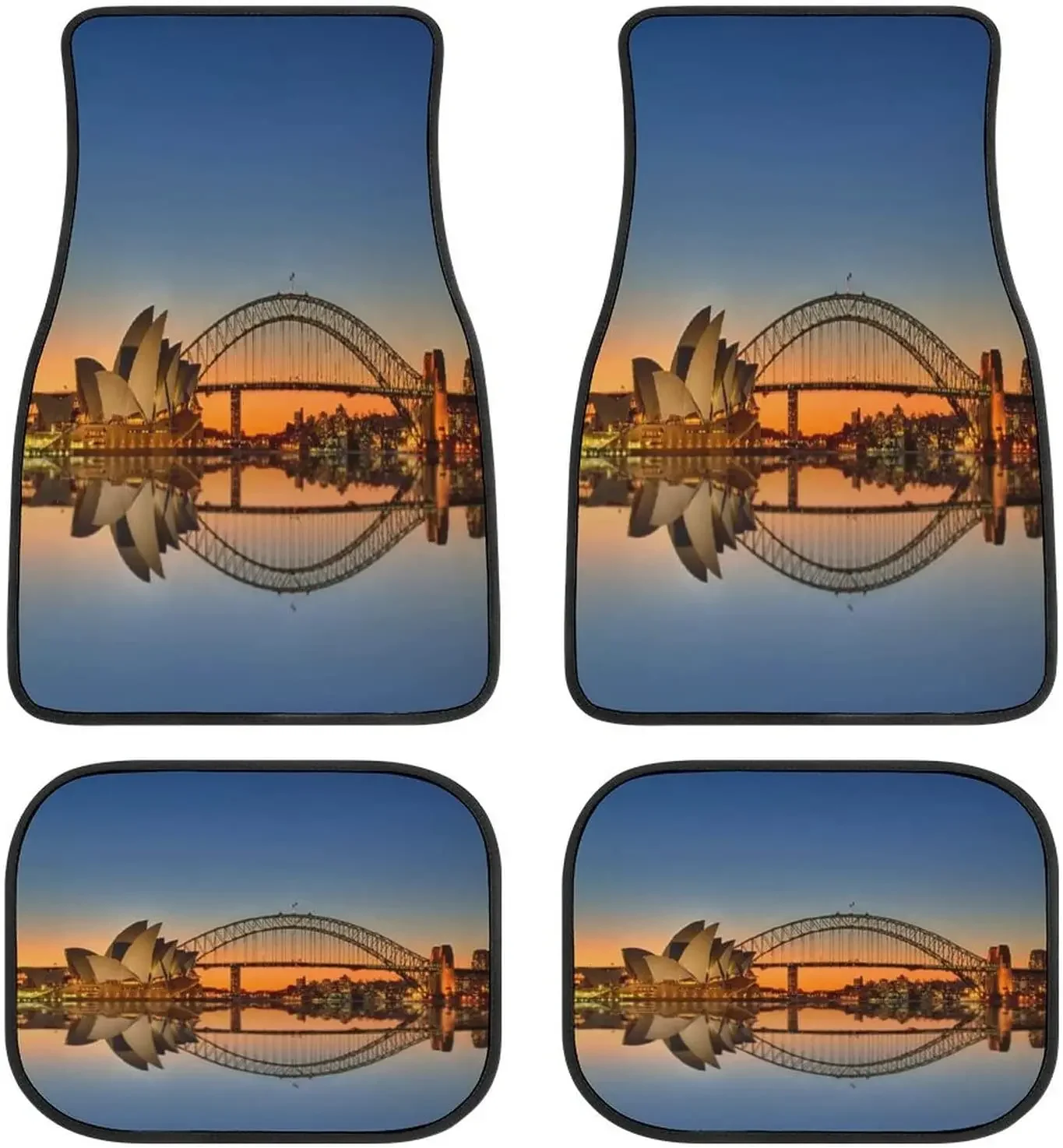 City Landscape Sydney Royal Opera House Car Mats FrontRear 4-Piece Full Set Carpet Car SUV Truck Floor Mats with Non Slip Back