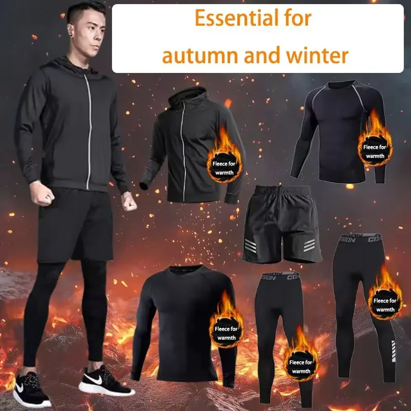 

Мужской спортивный комплект для активного отдыха, комплект из 6 предметов на флисовой подкладке, термобелье для пешего туризма, катания на лыжах, базовый слой