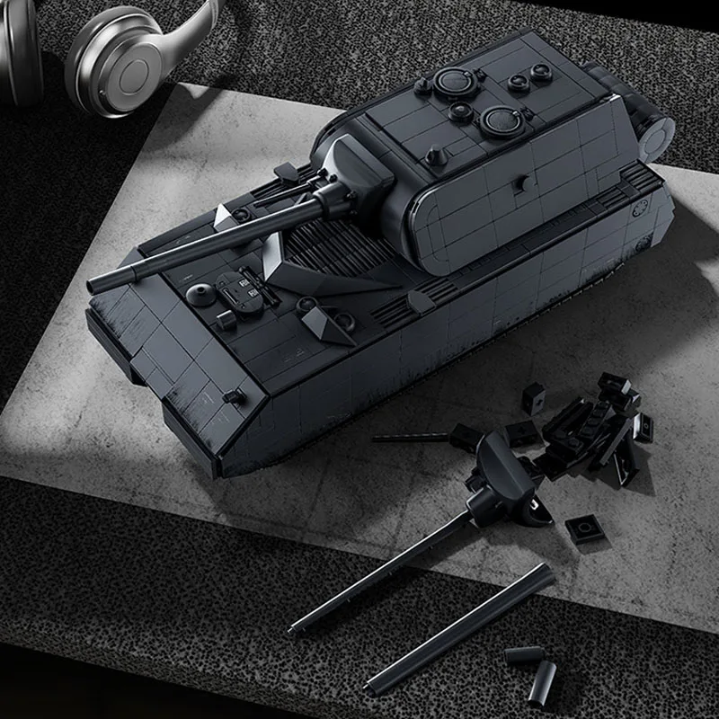 재고 있음 1:28 MOC 제2차 세계대전 군용 판저 7 마우스 조립 블록 브릭 모델 DIY 장난감 소년용 크리스마스 선물 세트