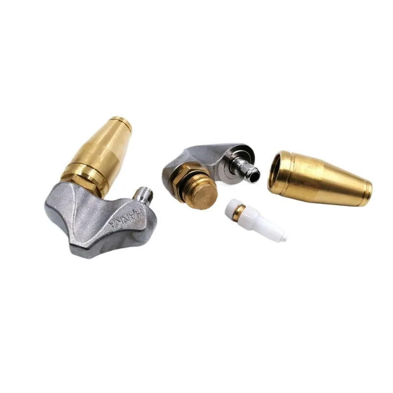 Brass Sewer Cleaning Nozzle, 1/4 Inch 12mm Quick Plug 360 Degree Rotary Jet Pipe Unclogging Head, Root Ranger Jet Nozzle