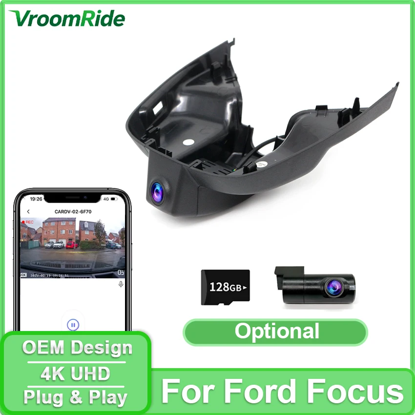 

Видеорегистратор UHD 4K WiFi с камерой заднего вида для Ford Focus mk4 2018-2022, Plug and Play