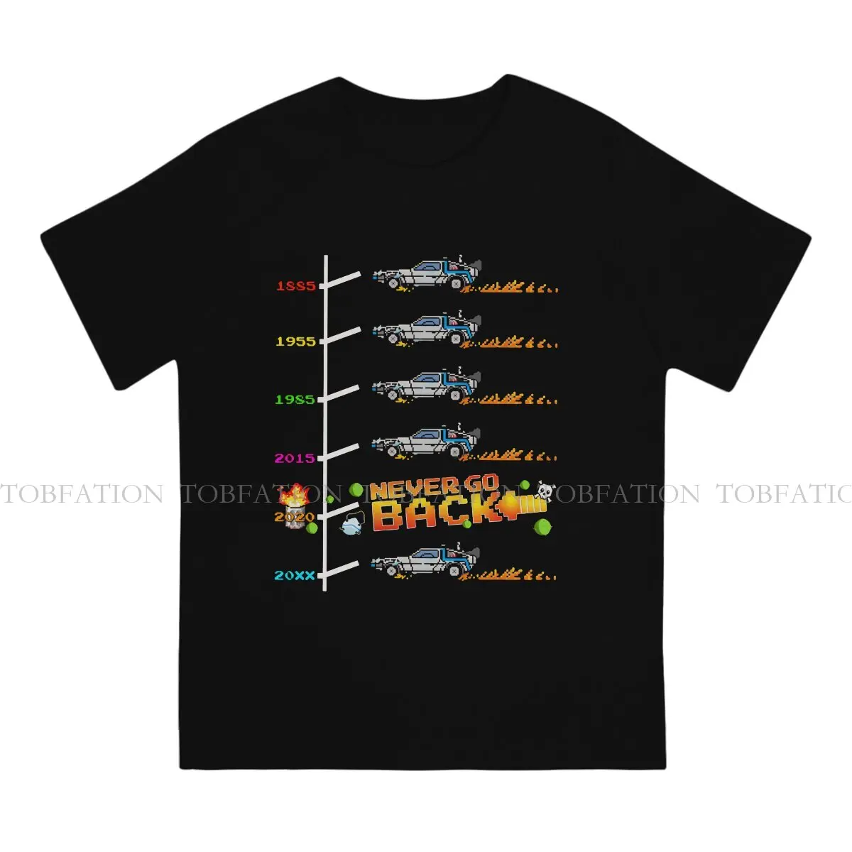 Never Go Back To 2020 Pixel Fan Art O Neck TShirt Back to the Future Film Pure Cotton Original T Shirt Men Clothes Fluffy